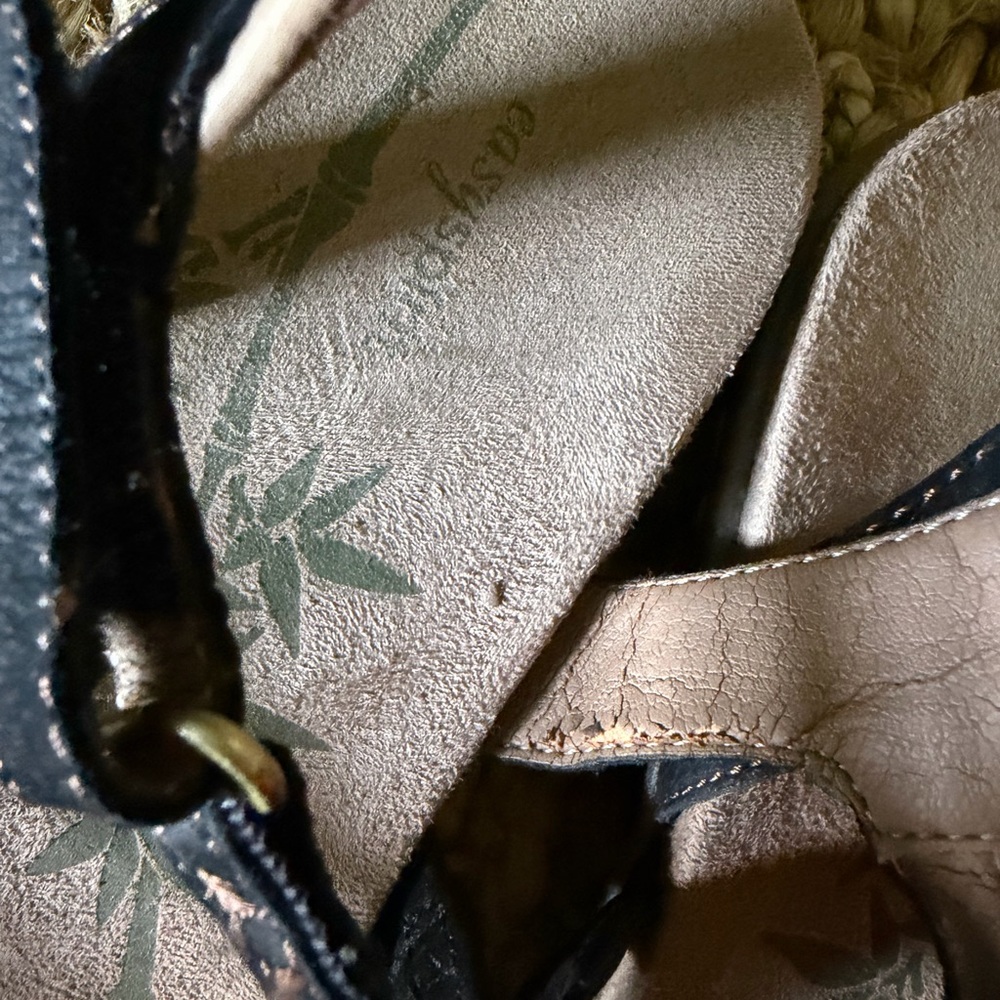 Easy Spirit Women's Sandals Size 8 Adjustable Strap Black Tan Palm Trees summer - Picture 12 of 13